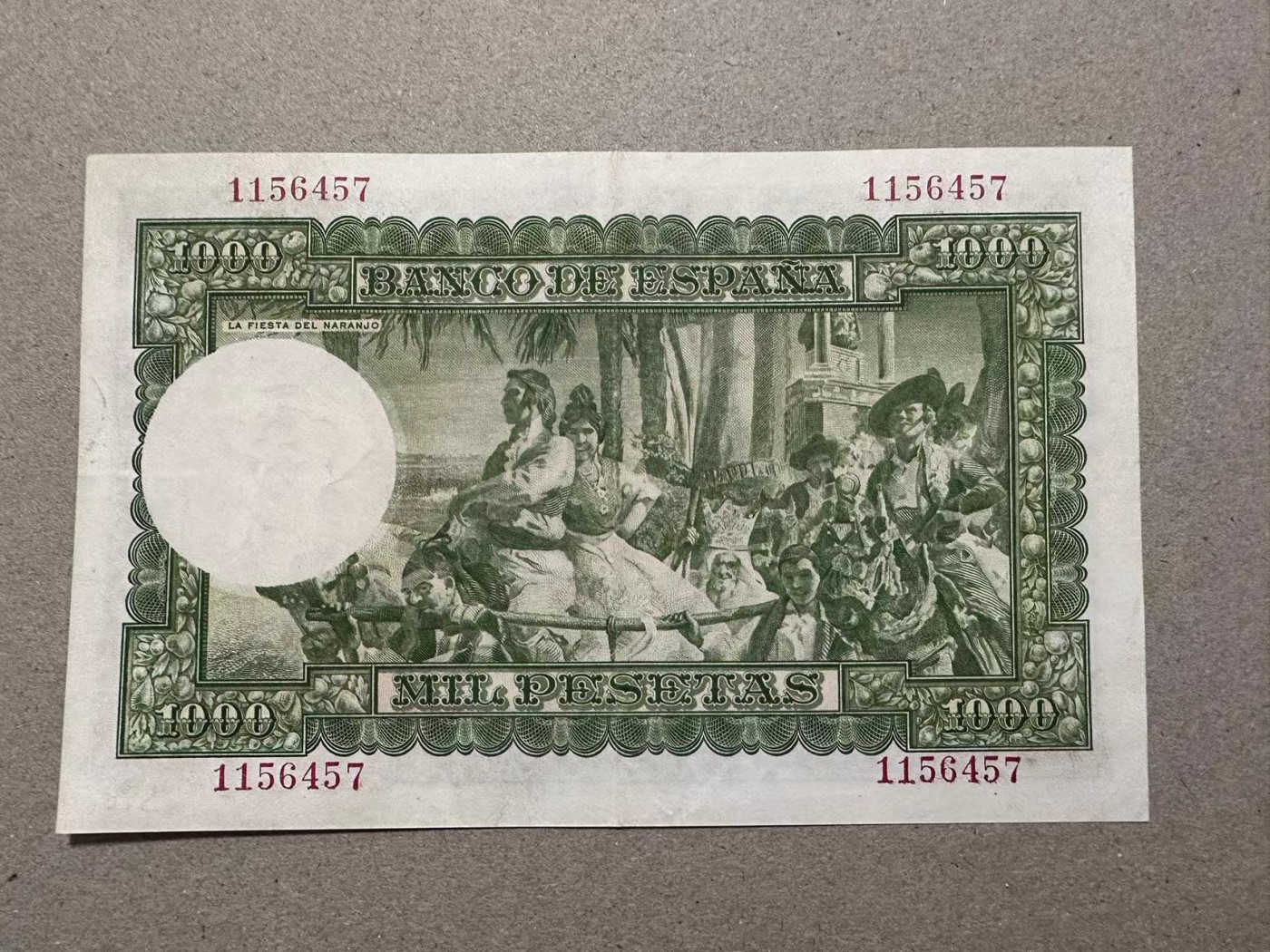 【Blue Auction】✨世界纸币精拍第437期【精】 西班牙 1951年1000比塞塔 大华金 AU品相