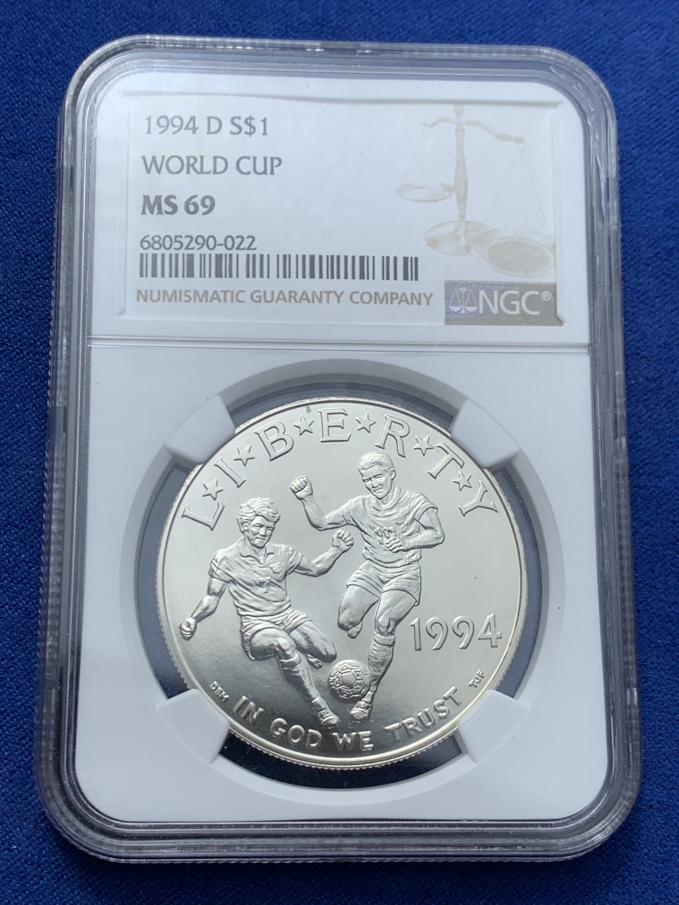 《竞宝斋》第242场-周日，周一 新年开场 (全场包邮) NGC MS69 美国1994年D版世界杯1美元大银币