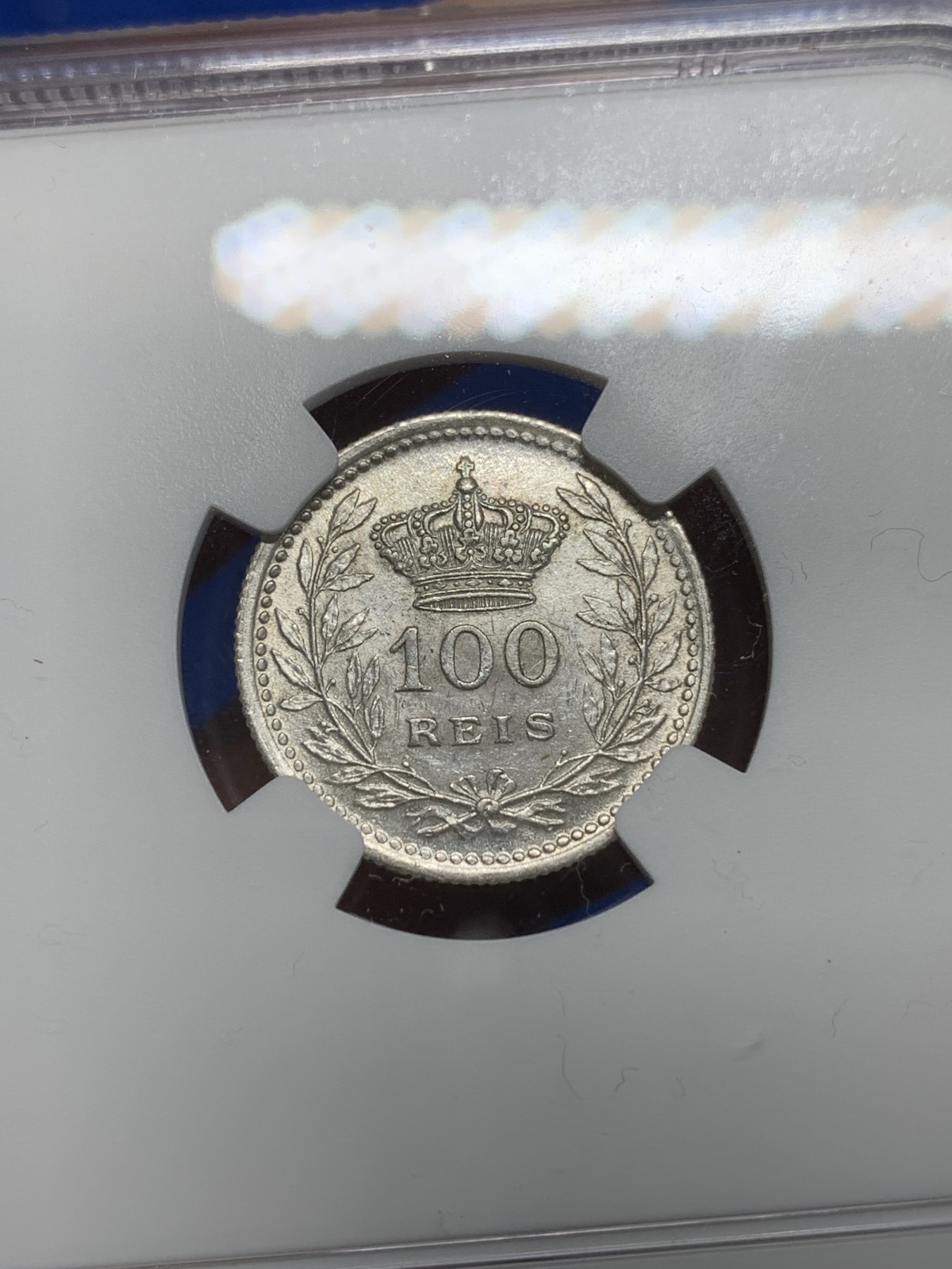 《竞宝斋》第242场-周日，周一 新年开场 (全场包邮) NGC MS61 葡萄牙 1910年 100瑞斯 银币