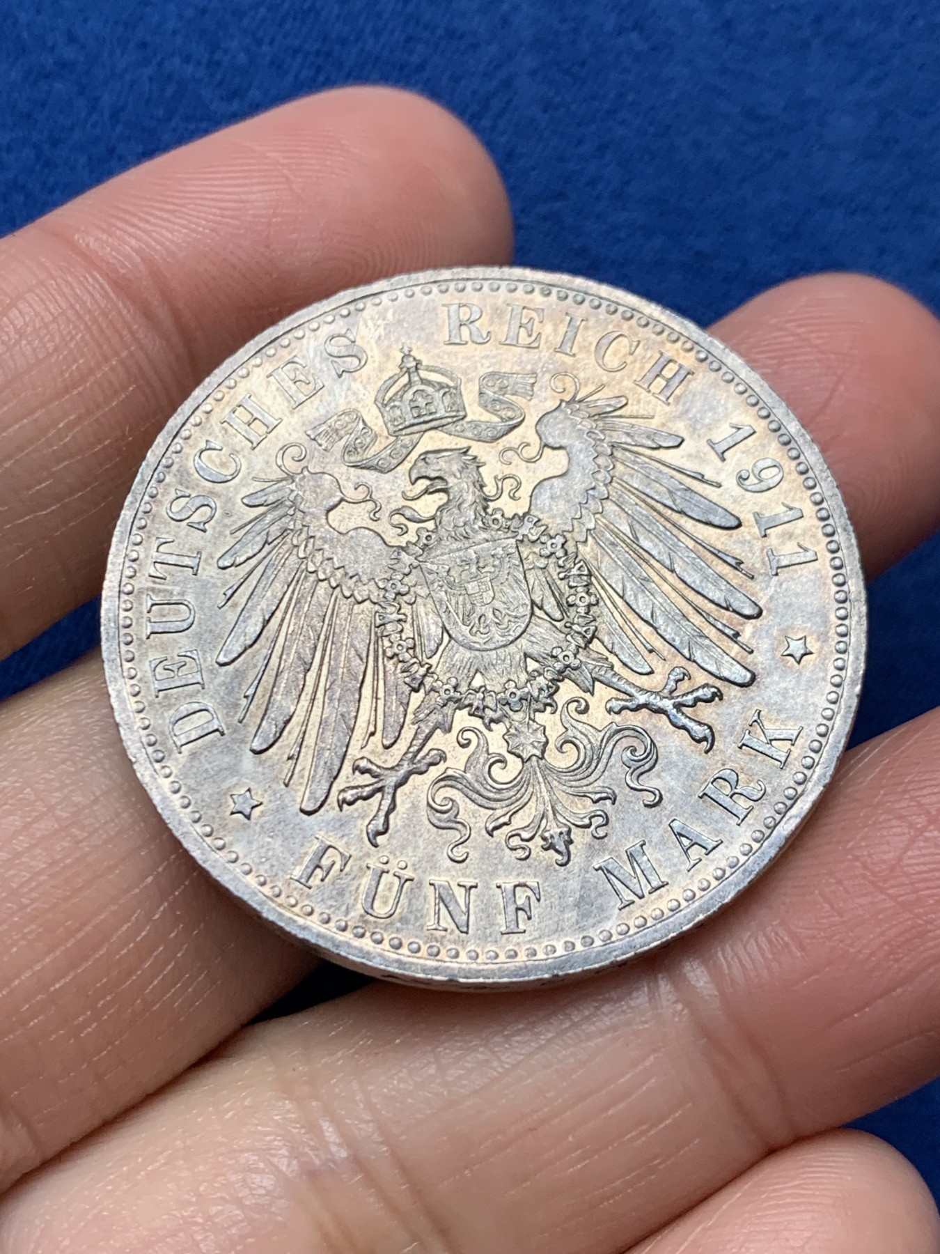 《竞宝斋》第242场-周日，周一 新年开场 (全场包邮) 德国1911年摄政王利奥波德5马克银币，高品质裸币