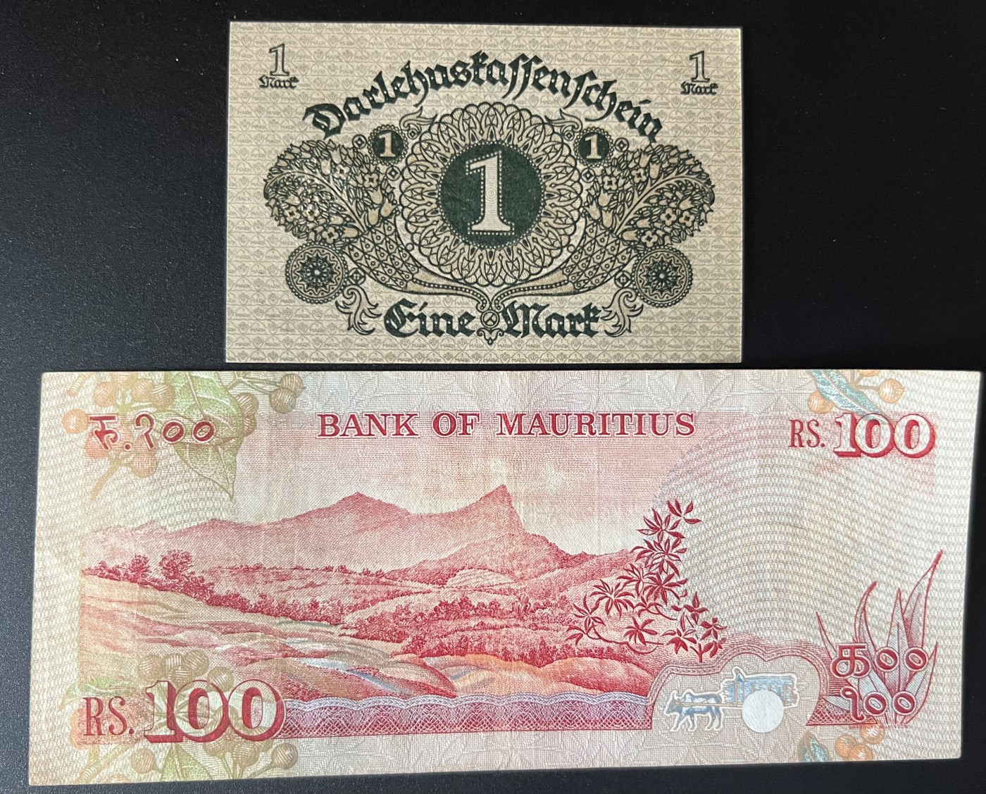 🌗乐淘淘世界纸币收藏拍卖 第42期 平价裸钞专场🌓 德国1920年1马克 毛里求斯100卢比 品相如图