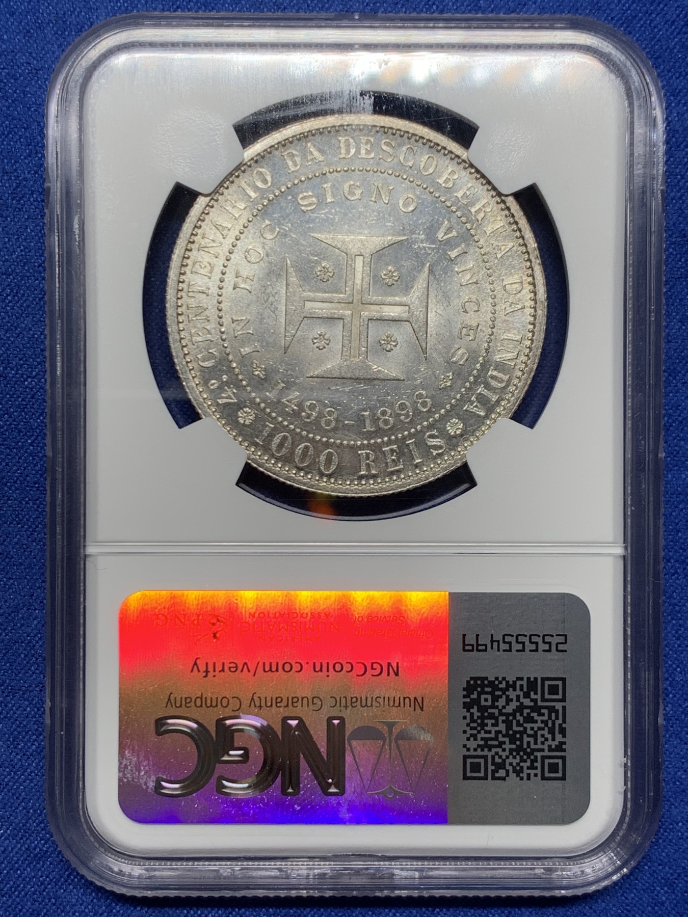 《竞宝斋》第242场-周日，周一 新年开场 (全场包邮) NGC UNC 葡萄牙1898年发现印度戎装版1000瑞斯大银币