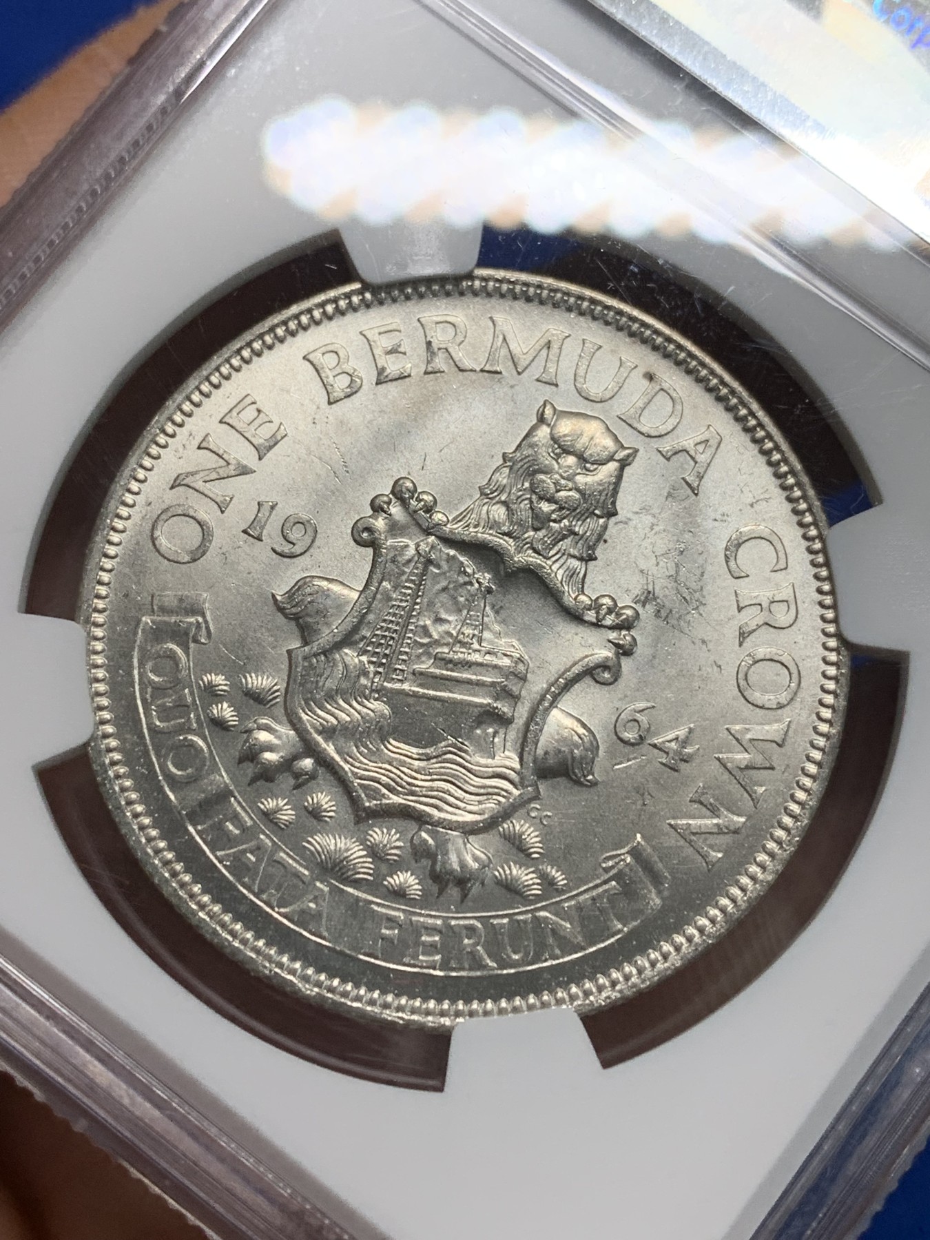 《竞宝斋》第242场-周日，周一 新年开场 (全场包邮) NGC-MS63 英属百慕大1964年伊丽莎白二世青年头像克朗银币 经典女王头像