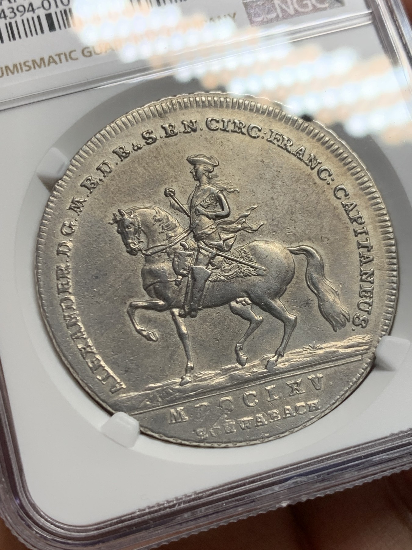 《竞宝斋》第242场-周日，周一 新年开场 (全场包邮) NGC AU 德国 1765 勃兰登堡-安斯巴赫侯爵领地  亚历山大 泰勒大银币 稀见品种