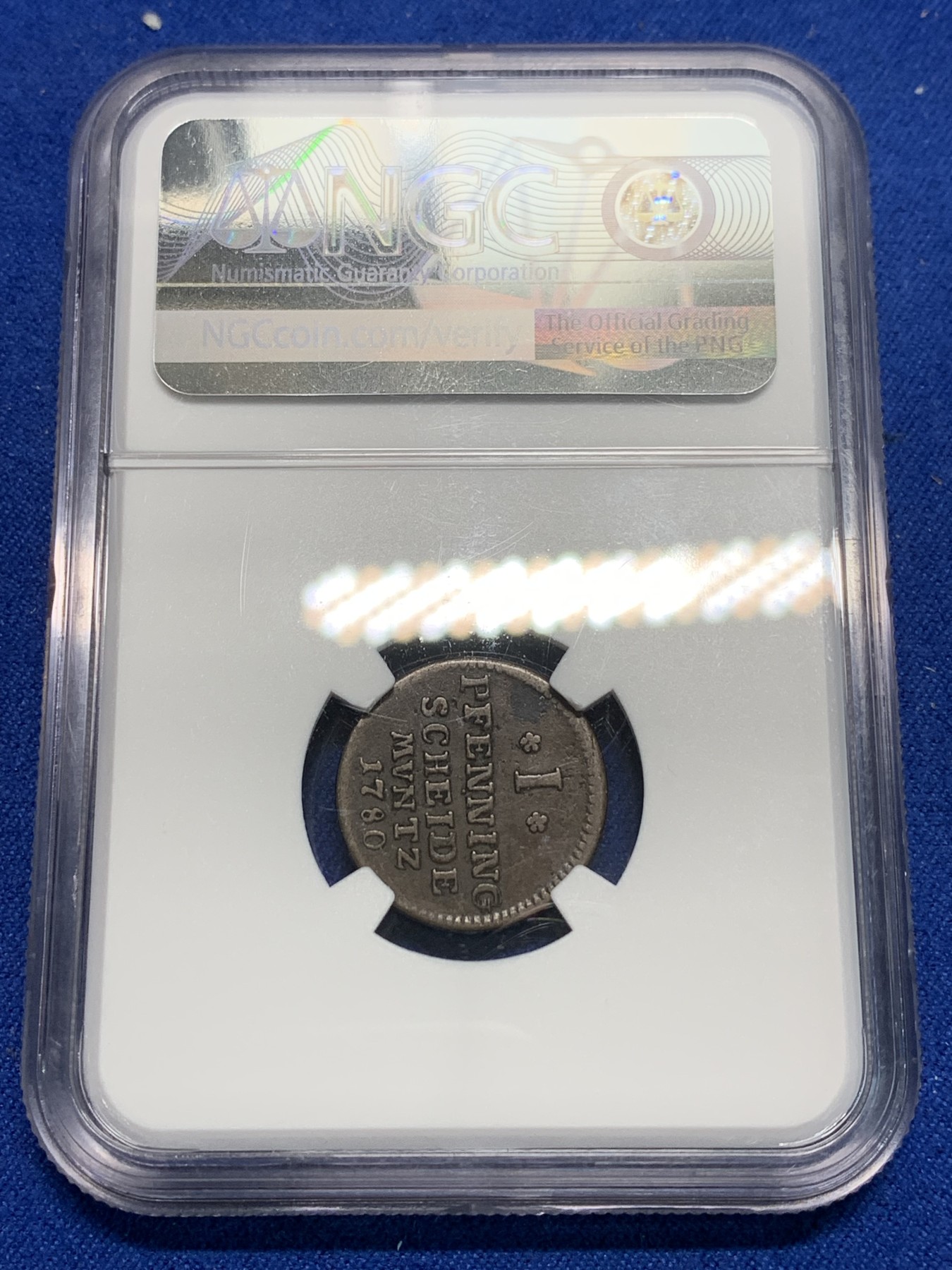 《竞宝斋》第242场-周日，周一 新年开场 (全场包邮) NGC VF30BN 德国1780年布伦瑞克1P小野人铜币 冠军分仅此一枚