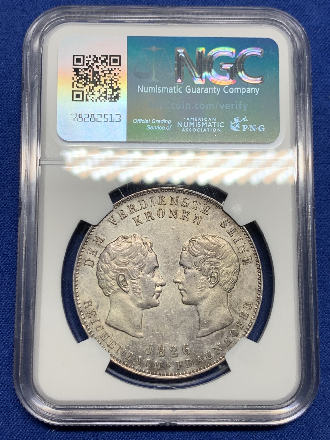 《竞宝斋》第242场-周日，周一 新年开场 (全场包邮) NGC UNC 德国 1826 巴伐利亚 赖兴巴赫和弗劳恩霍夫 泰勒大银币 底板光好带彩