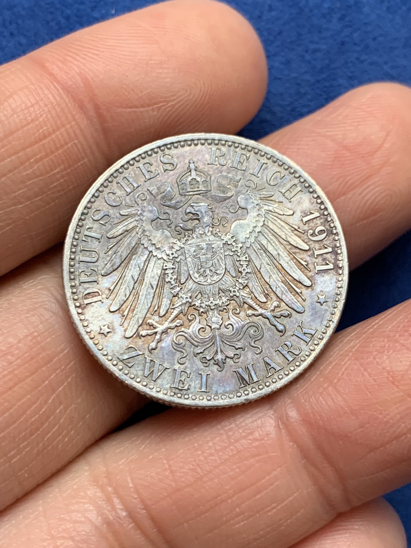 《竞宝斋》第242场-周日，周一 新年开场 (全场包邮) 3枚一组 德国巴伐利亚1911年利奥波德银币 2马克+3马克+5马克 原味带底光无磕