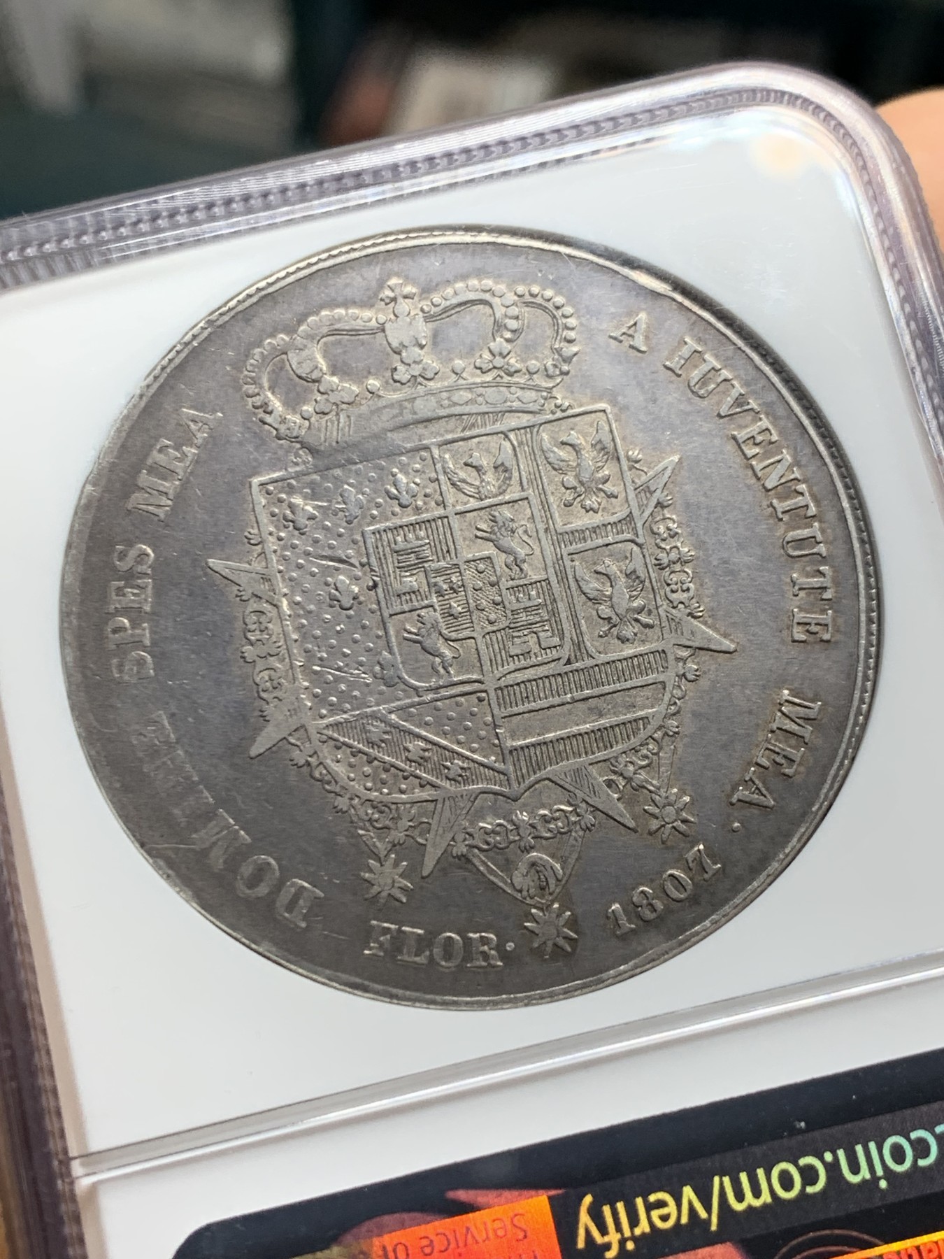 《竞宝斋》第242场-周日，周一 新年开场 (全场包邮) NGC-VF30 1807年意大利邦国托斯卡纳10里拉 母子头像大银币 NGC盒子加厚