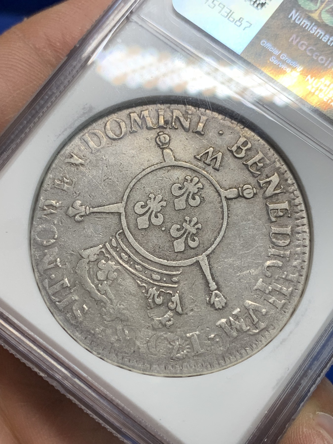 《竞宝斋》第242场-周日，周一 新年开场 (全场包邮) NGC VFD 法国1701太阳王路易十四 1埃居银币 复打明显