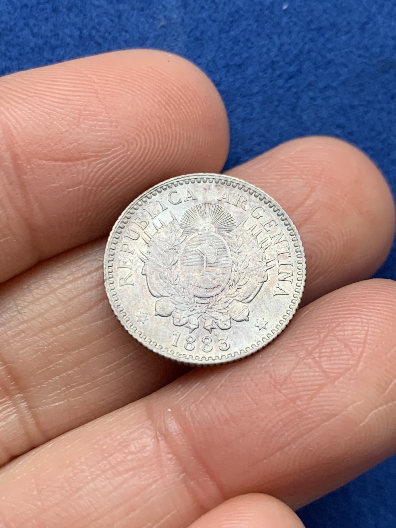 《竞宝斋》第242场-周日，周一 新年开场 (全场包邮) 1883年阿根廷10分小银币 底板带光细节好