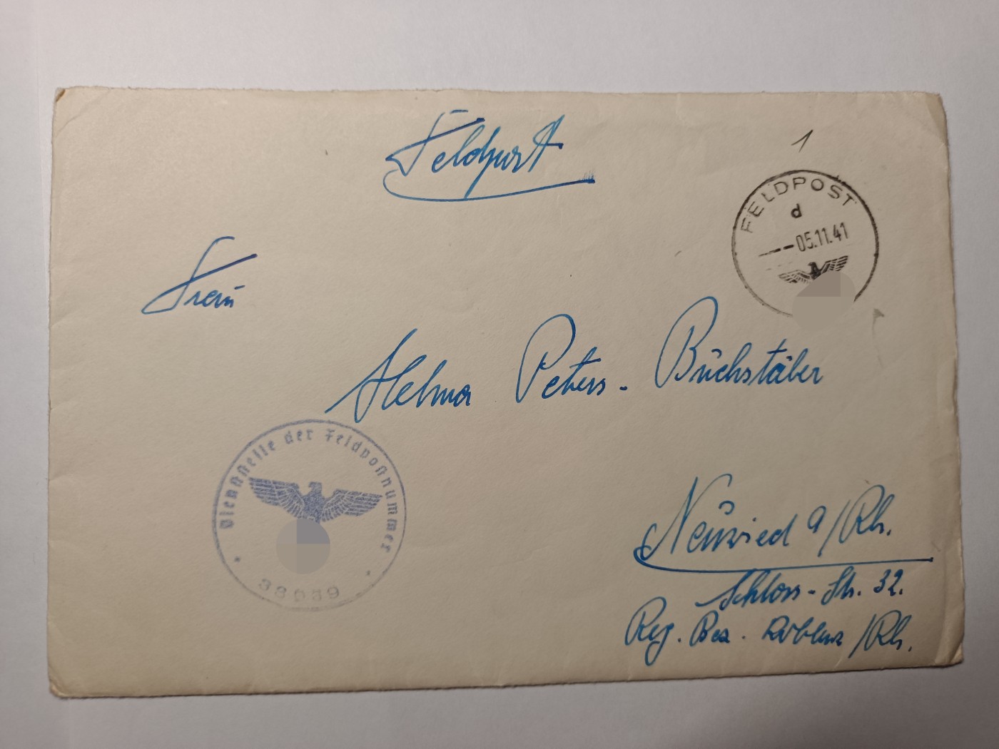 阿娜斯塔西亚军事题材拍卖第五期 Third Reich1940原品信件，带邮票手写信等