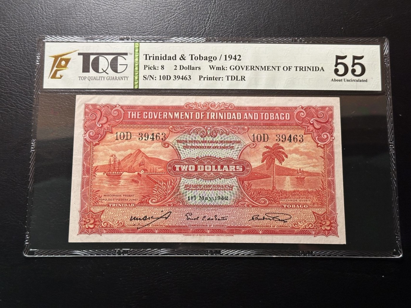 第三十六场！（本期有pmg记录仅两枚的顶级高货） 特立尼达和多巴哥早期2$，很稀有的品种！TQG55分！可以参考30的价格！