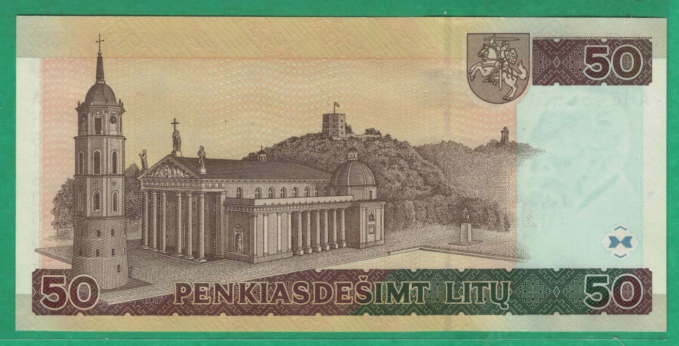 立陶宛2003年50立特 P-67 欧洲纸币 实物图 UNC