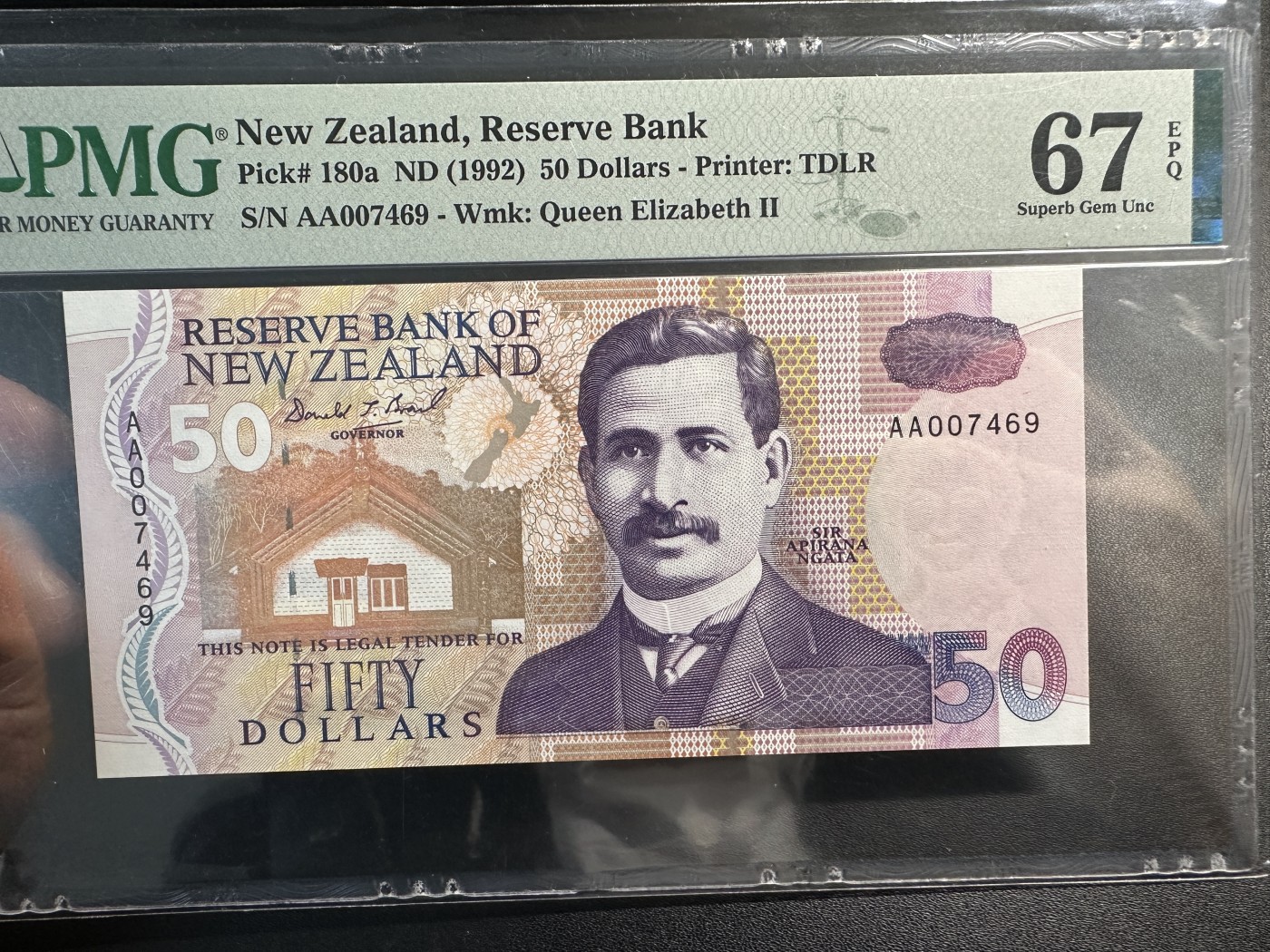 《外钞收藏家》第三百五十八期（连拍第三场） 新西兰1992年50元 AA冠 PMG67