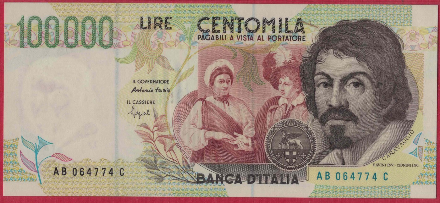 意大利1994年100000里拉(10万里拉) P-117a 欧洲纸币 实物图 UNC