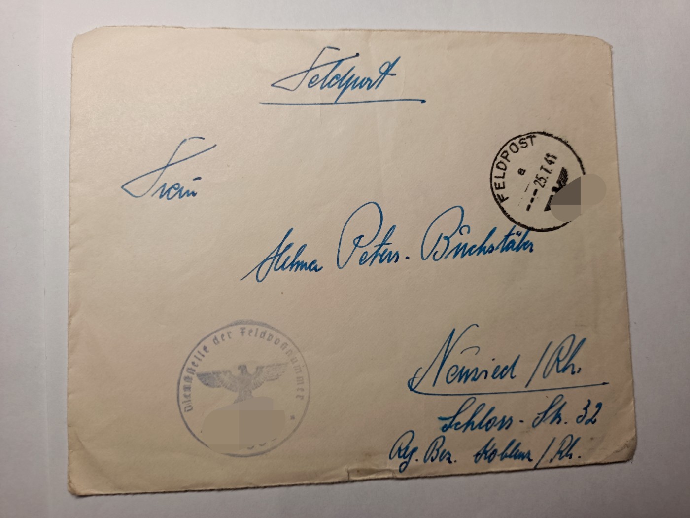 阿娜斯塔西亚军事题材拍卖第五期 Third Reich1940原品信件，带邮票手写信等