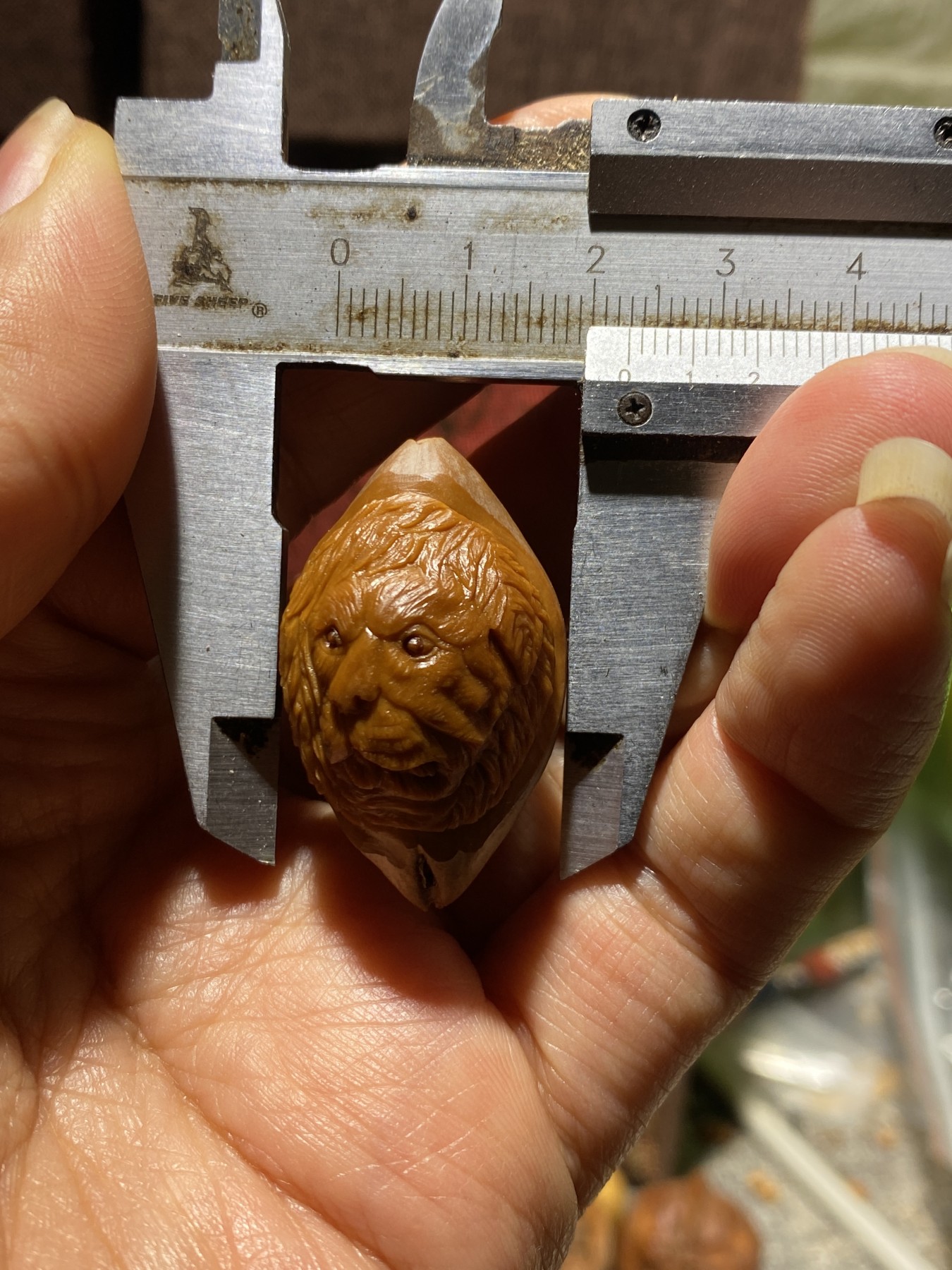 苏工核雕放漏价，纯手工 苏工核雕，纯手工雕刻，铁核松狮，大尺寸款式新颖，非市场通货，尺寸2。3x3.7喜欢的来