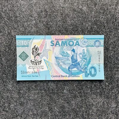 130th 萨摩亚2024年5-10-20塔拉塑料钞，百位圆圆号，全同号，靓号 - 萨摩亚2019年10塔拉塑料钞，纪念钞，豹子号999，PG/XVI 0850999