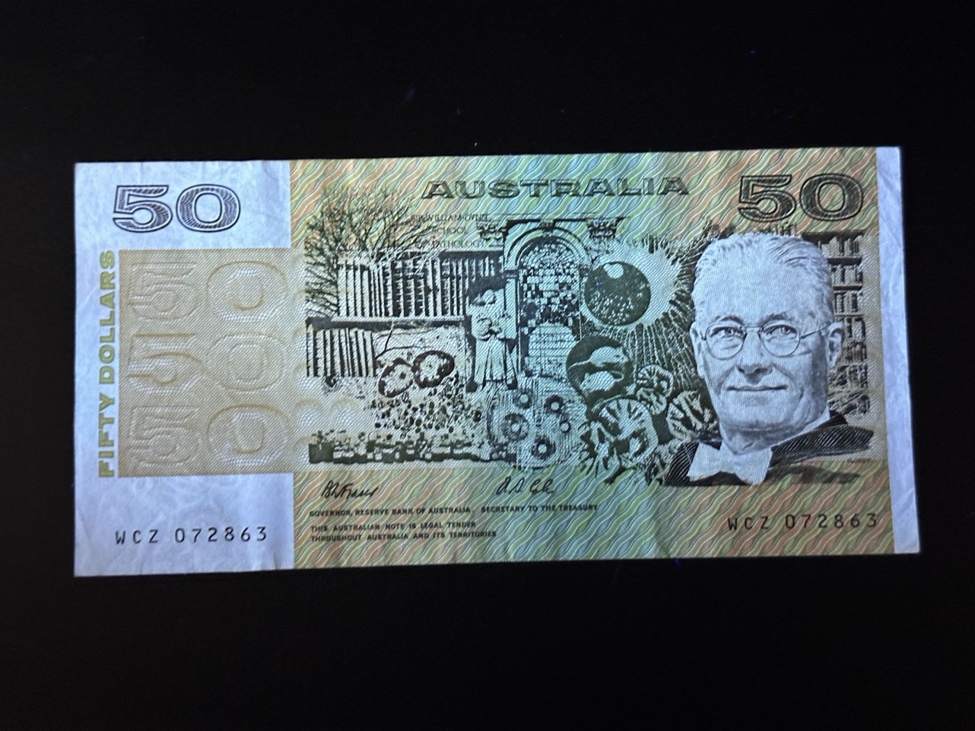 第三十六场！（本期有pmg记录仅两枚的顶级高货） 澳大利亚纸币版本50$，品相au，热门品种！纸币版本少见！
