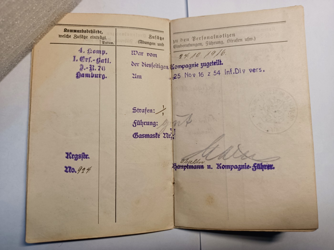 阿娜斯塔西亚军事题材拍卖第五期 德二1914梅克伦堡士兵证 作战履历丰富