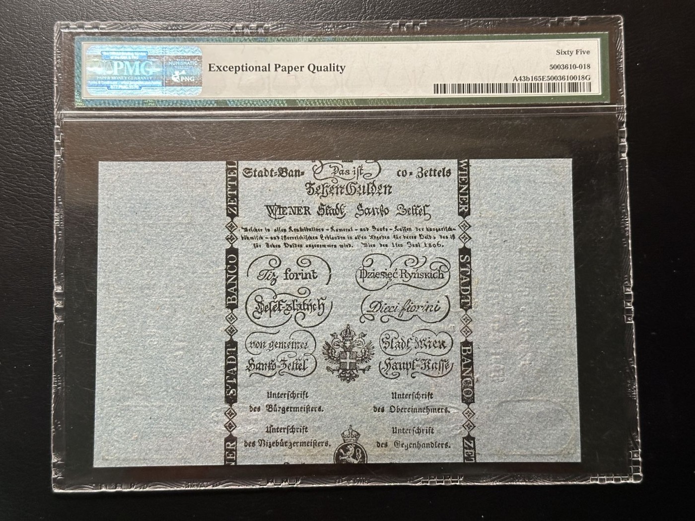第三十六场！（本期有pmg记录仅两枚的顶级高货） 【世界唯二冠军分】奥地利1806年500Gulden，PMG65E！世界第一！亚军分40，遥遥领先于亚军！超级稀有！pmg记录仅仅有两张！！全球孤品！！！