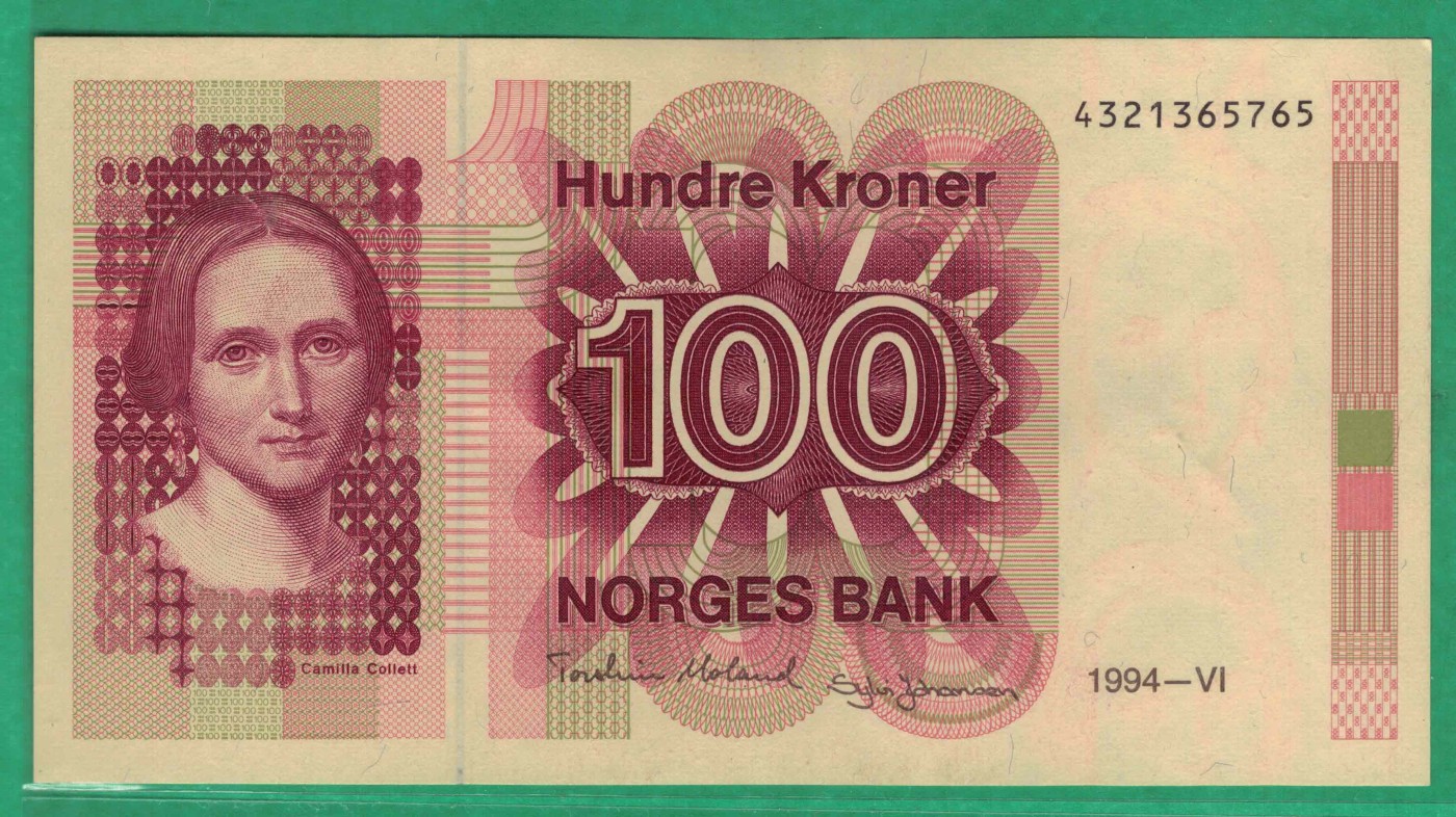 挪威1994年100克朗 欧洲纸币 实物图 UNC