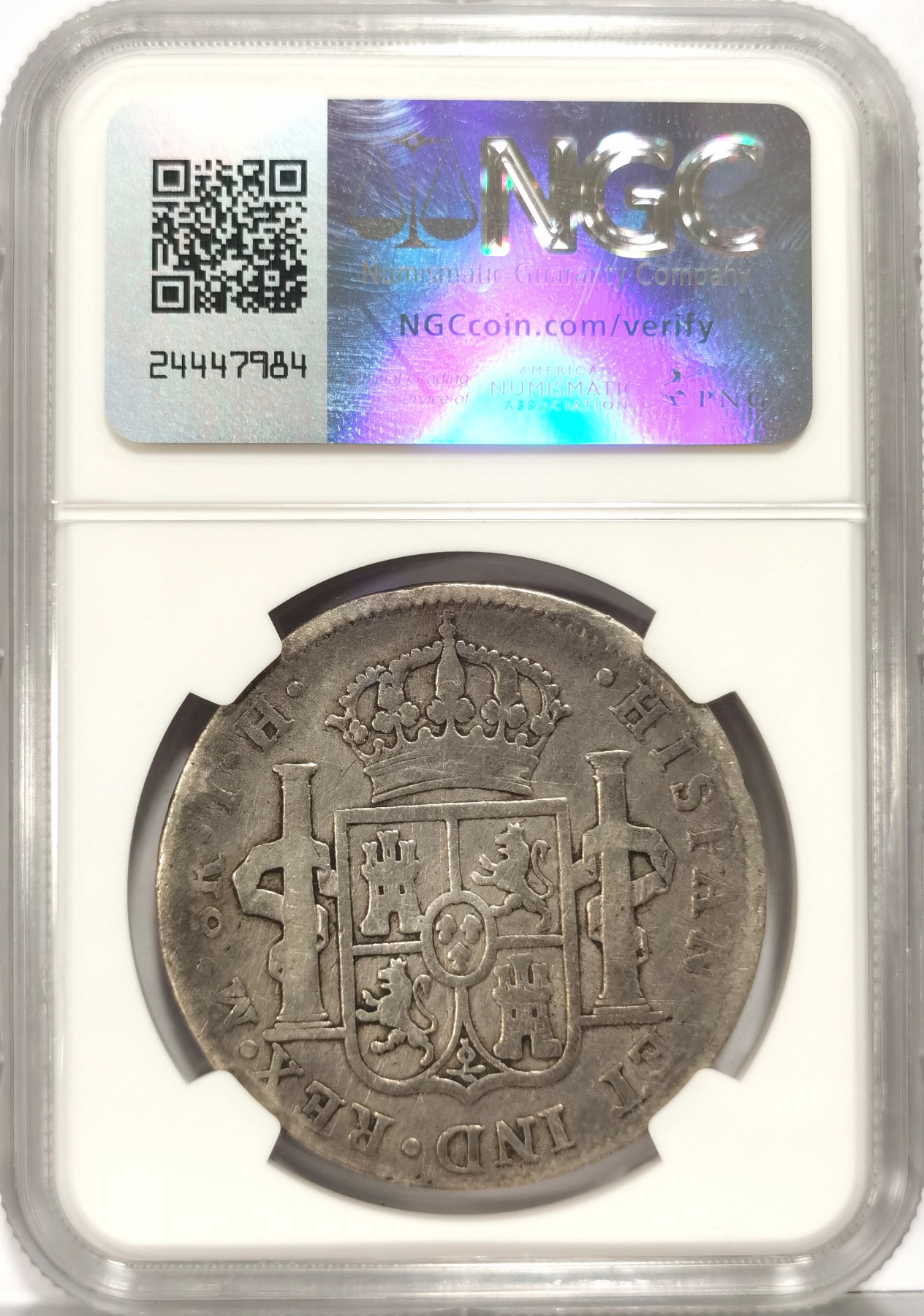 博洋堂世界钱币拍卖第066期（全场包邮） NGC GOOD 西属墨西哥1805年MO TH卡洛斯四世双柱银币，原汁原味，自然流通磨损