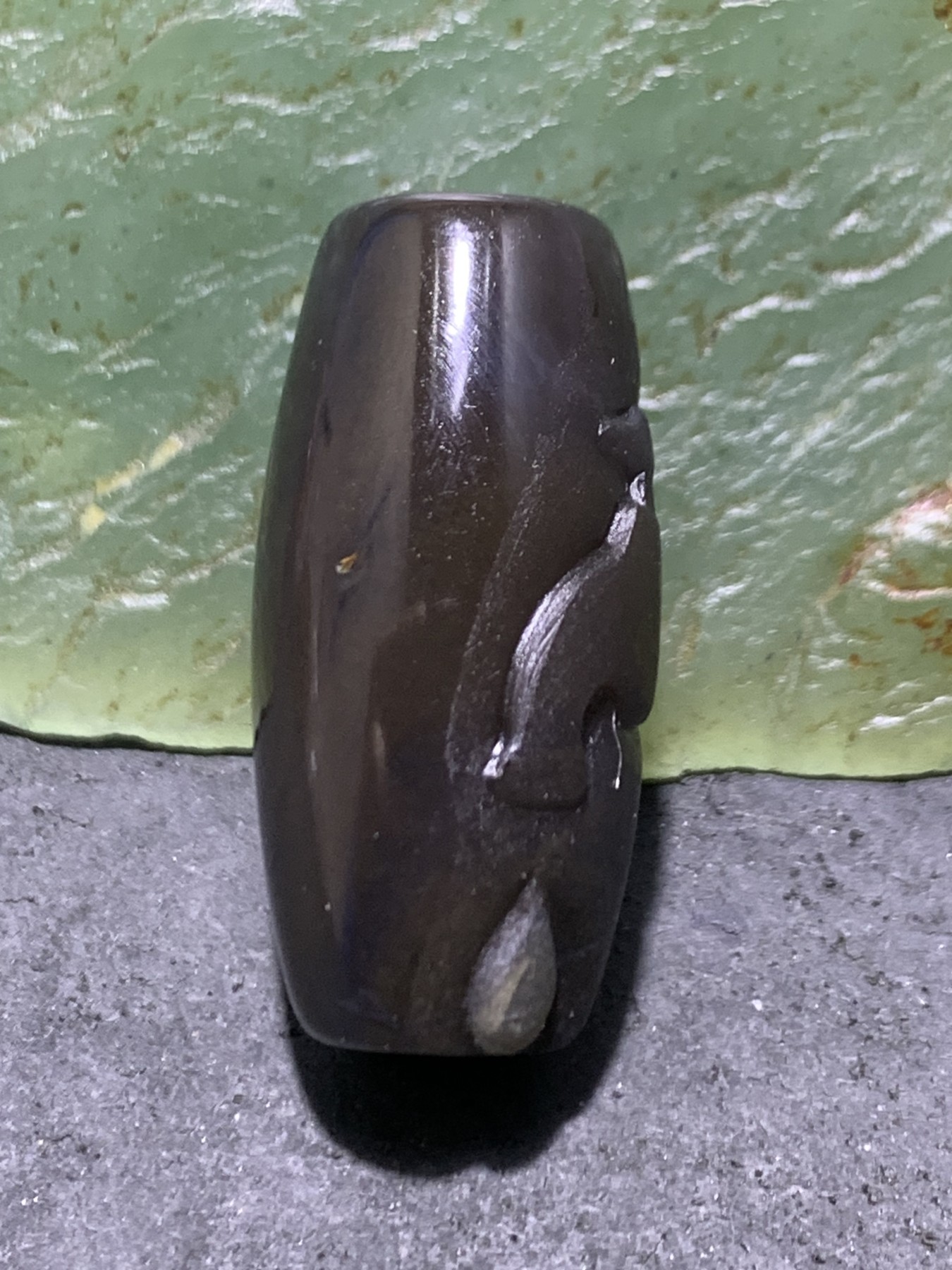 精美亚光高玉化巴西玛瑙手工俏色水龙头桶珠一个！