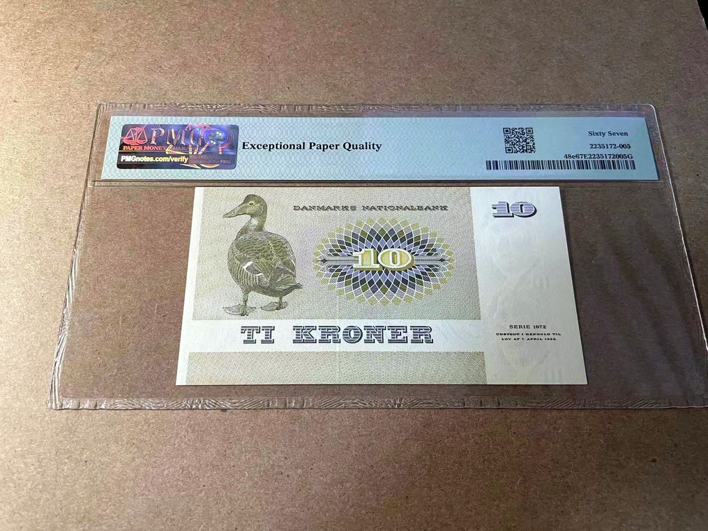 【Blue Auction】✨世界纸币精拍第438期【精】 【无47】丹麦 1975年10克朗 PMG67EPQ 高分