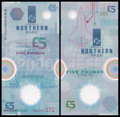 【MM冠字】欧洲-英国-北爱尔兰-ND1999-迎接千禧年-塑料纪念钞 - 【MM冠字】欧洲-英国-北爱尔兰-ND1999-迎接千禧年-塑料纪念钞