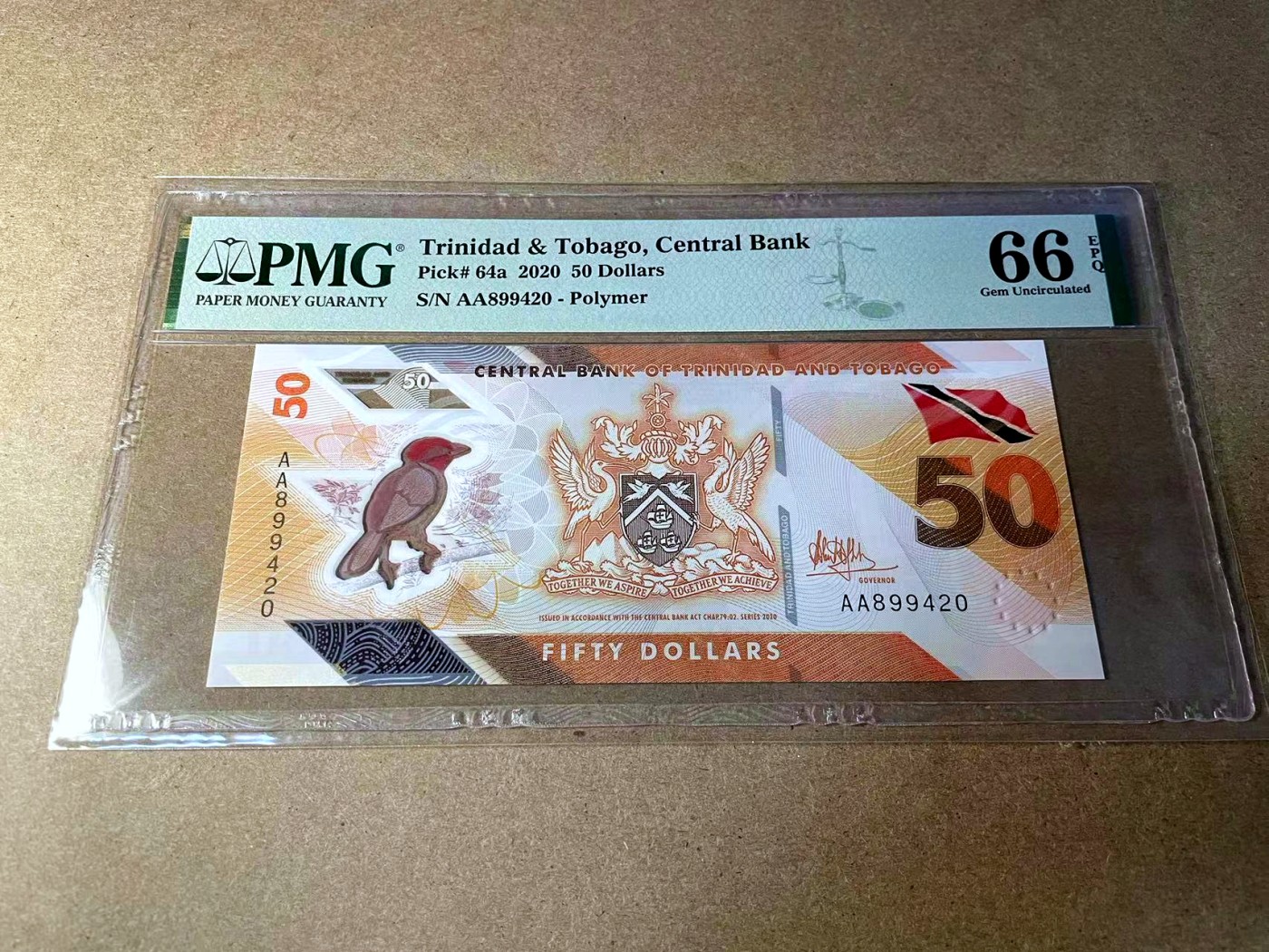 【Blue Auction】✨世界纸币精拍第438期【精】 【AA冠】特立尼达和多巴哥 2020年50元 PMG66EPQ 