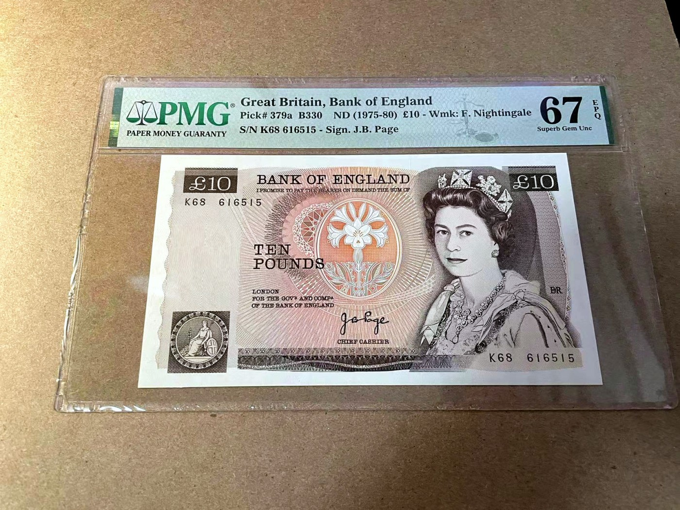 【Blue Auction】✨世界纸币精拍第438期【精】 【无47】英国 D序列1975-80年10镑 PMG67EPQ 