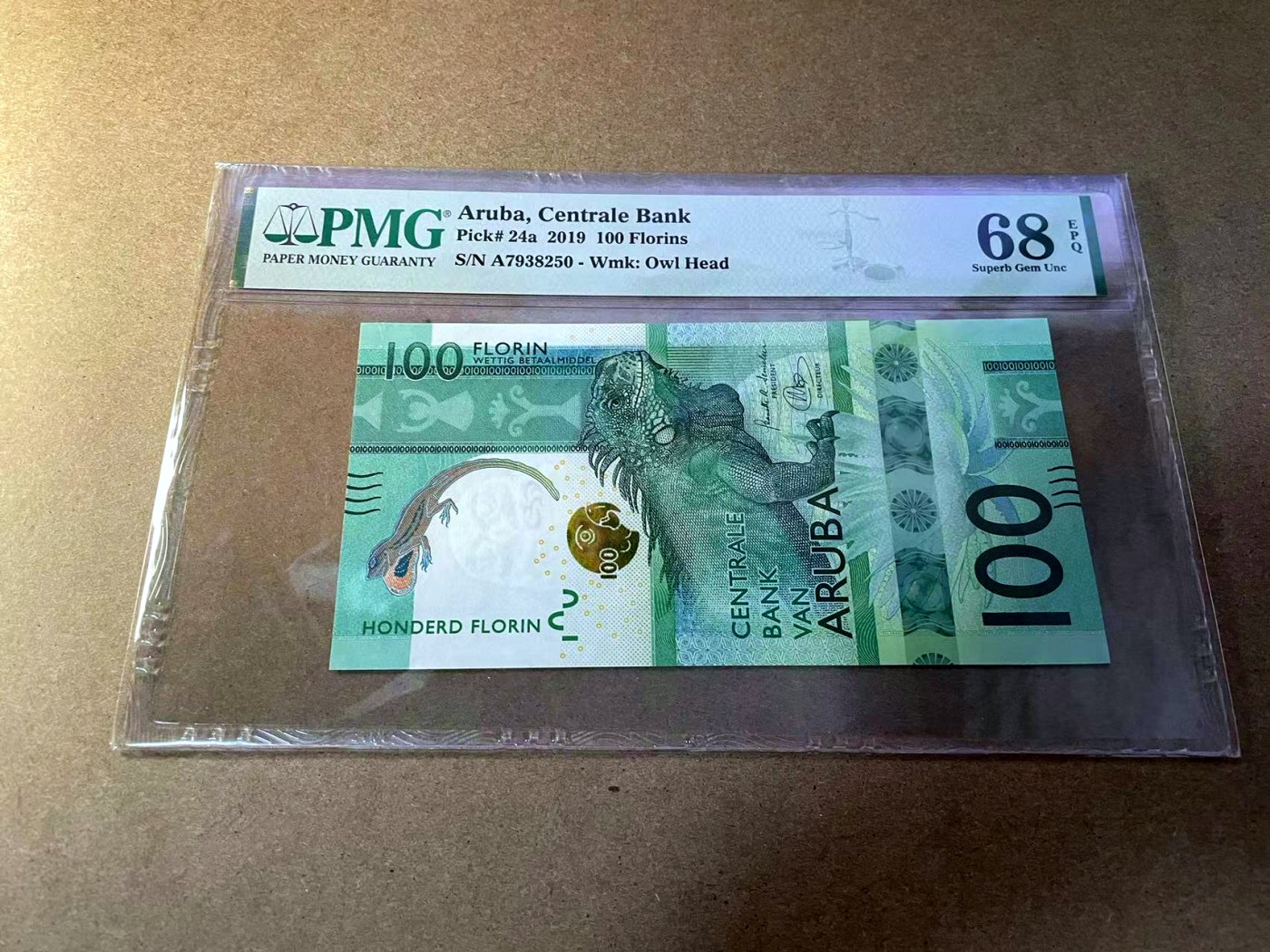 【Blue Auction】✨世界纸币精拍第438期【精】 【获奖钞 亚军分】阿鲁巴 2019年100弗罗林 大蜥蜴 PMG68EPQ 超高分