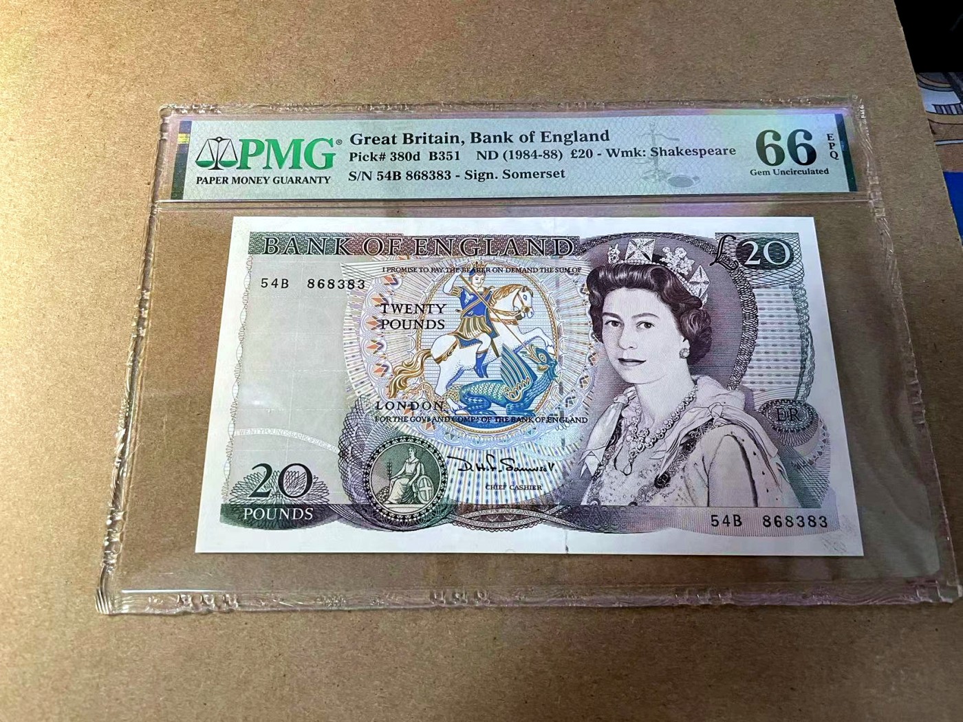 【Blue Auction】✨世界纸币精拍第438期【精】 【无47】英国 D序列1984-88年20镑 PMG66EPQ 