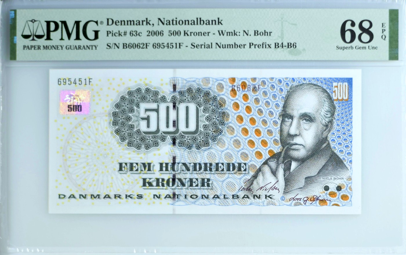 【Blue Auction】✨世界纸币精拍第438期【精】 丹麦 2006年500克朗 浮雕版 PMG68EPQ 超高分