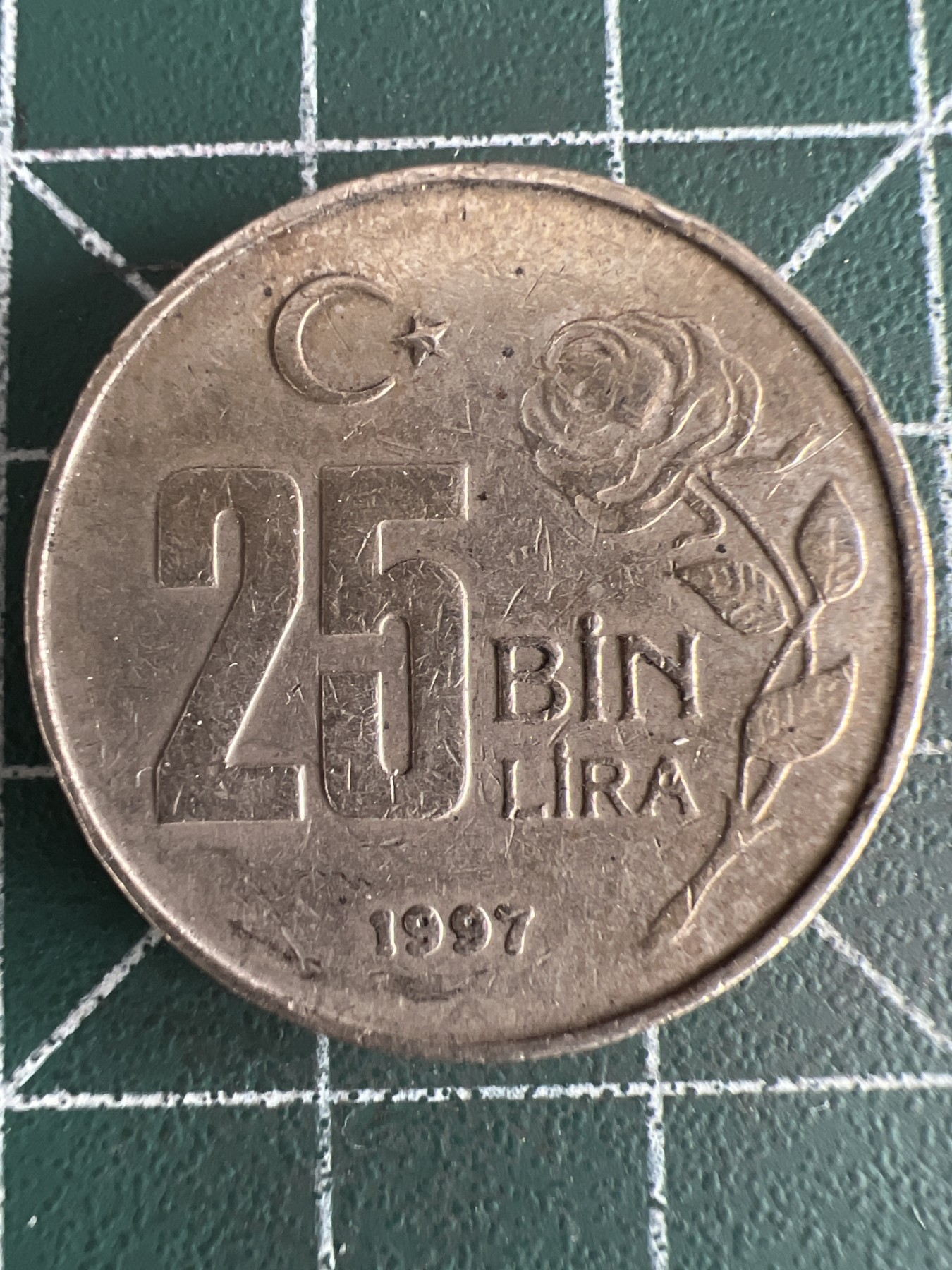 第591期 硬币专场 （无押金，捡漏，全场50包邮，偏远地区除外，接收代拍业务） 土耳其25Bin里拉 1997年
