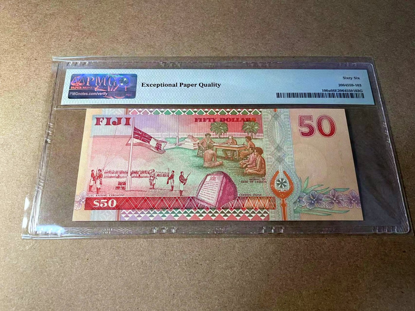 【Blue Auction】✨世界纸币精拍第438期【精】 【A冠102小号】斐济 1996年50元 女王 PMG66EPQ 