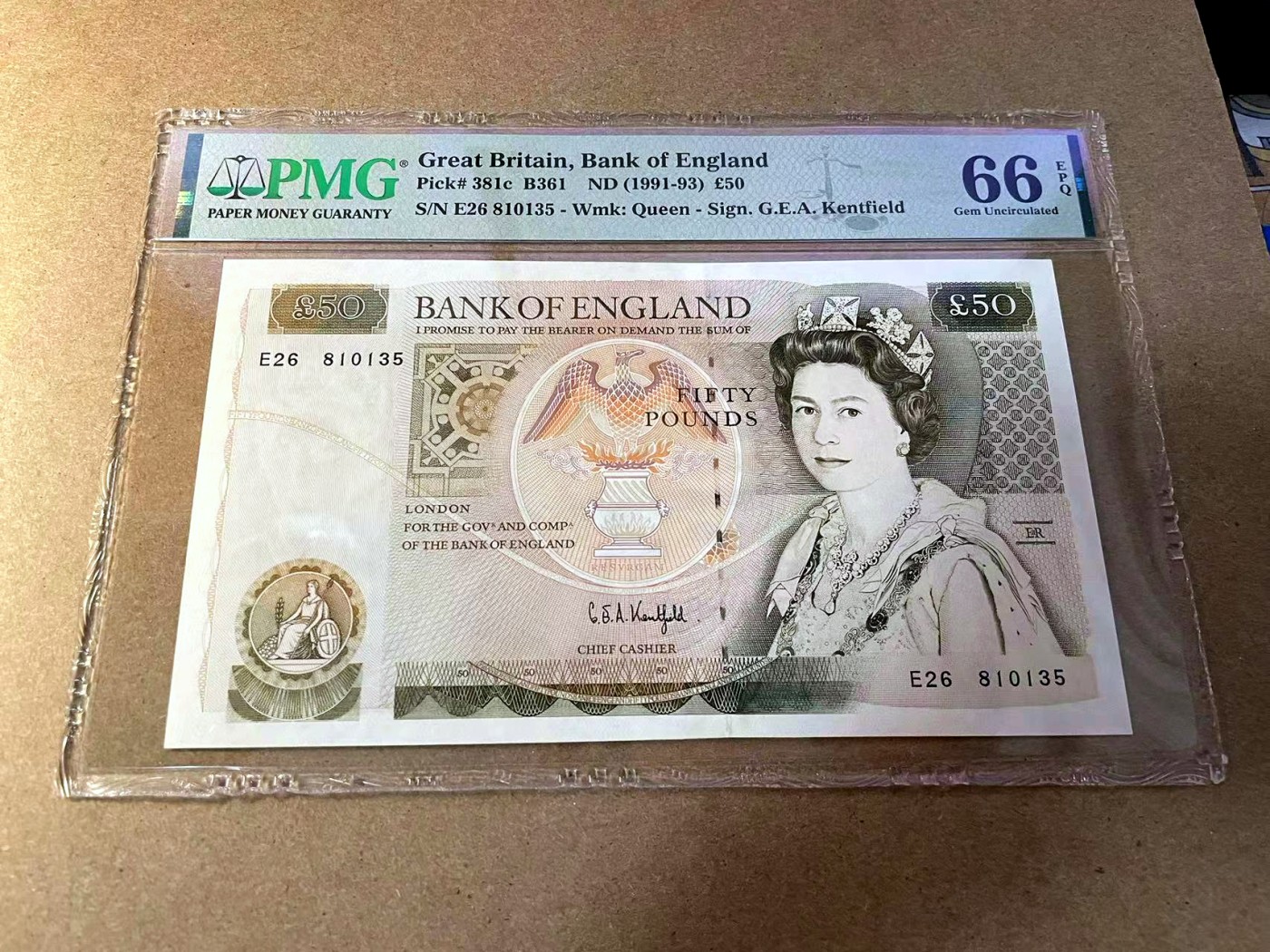 【Blue Auction】✨世界纸币精拍第438期【精】 【c版无47】英国 D序列1991-93年50镑 PMG66EPQ 