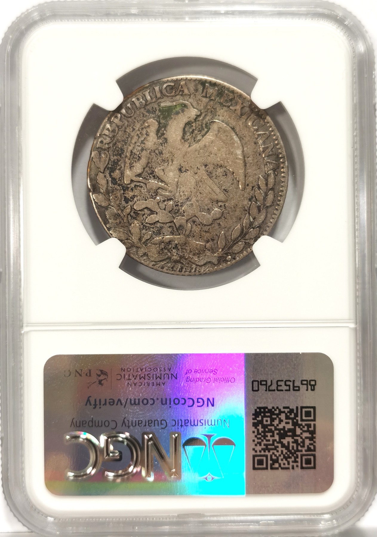 博洋堂世界钱币拍卖第066期（全场包邮） NGC VG 墨西哥1869年ZS YH版鹰洋4R银币，稀少鹰洋半圆