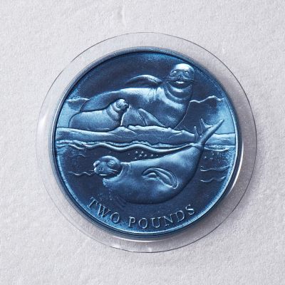 S&S Numismatic世界钱币-拍卖 第68期 - 英属南极洲领地2017年 海豹 2英镑蓝色金属钛纪念币 盒证齐全