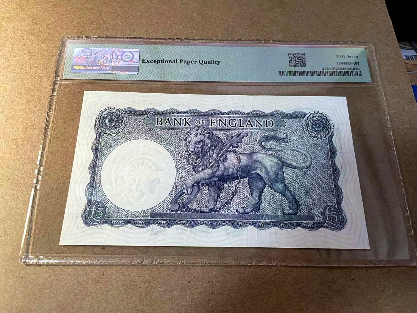 【Blue Auction】✨世界纸币精拍第438期【精】 英国 B序列 1961-63年5镑 PMG67EPQ 高分 