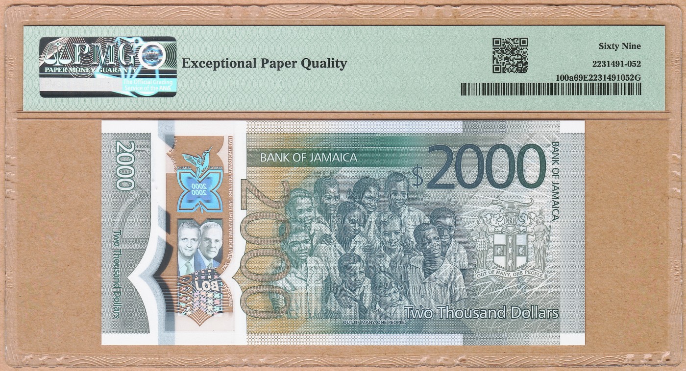 【Blue Auction】✨世界纸币精拍第438期【精】  【冠军分 AA首发冠】牙买加建国60周年纪念钞2000元 PMG69EPQ 