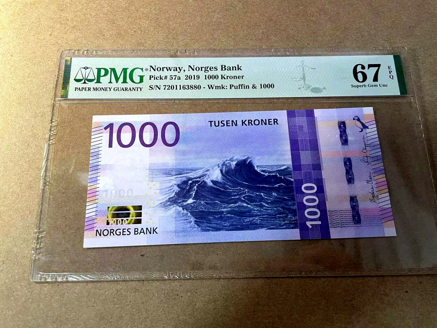 【Blue Auction】✨世界纸币精拍第438期【精】 挪威 2019年1000克朗 PMG67EPQ 高分