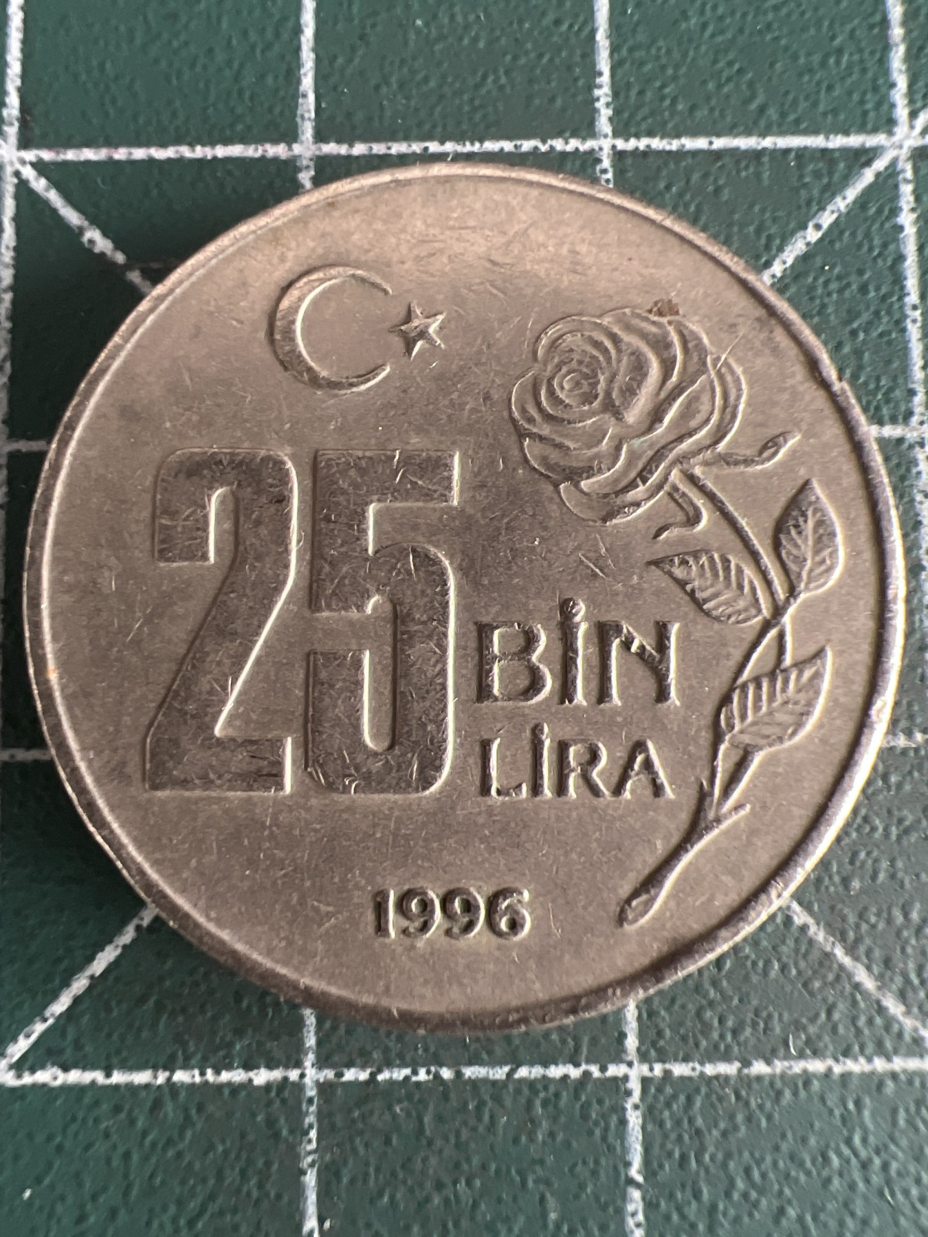 第703期 硬币专场 （无押金，捡漏，全场50包邮，偏远地区除外，接收代拍业务，本店十天发一次货） 土耳其25Bin里拉 1996年