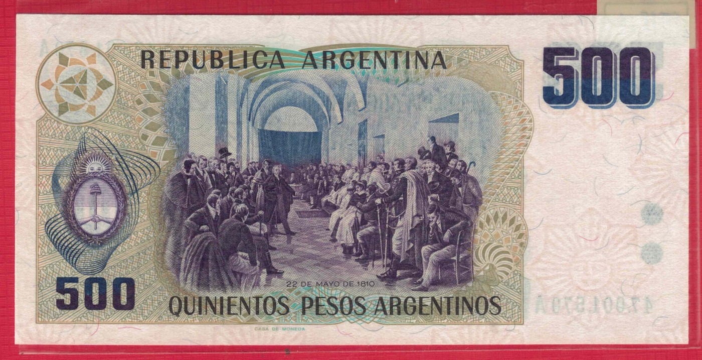 阿根廷1984年500比索 A冠 P-316 美洲纸币 实物图 UNC