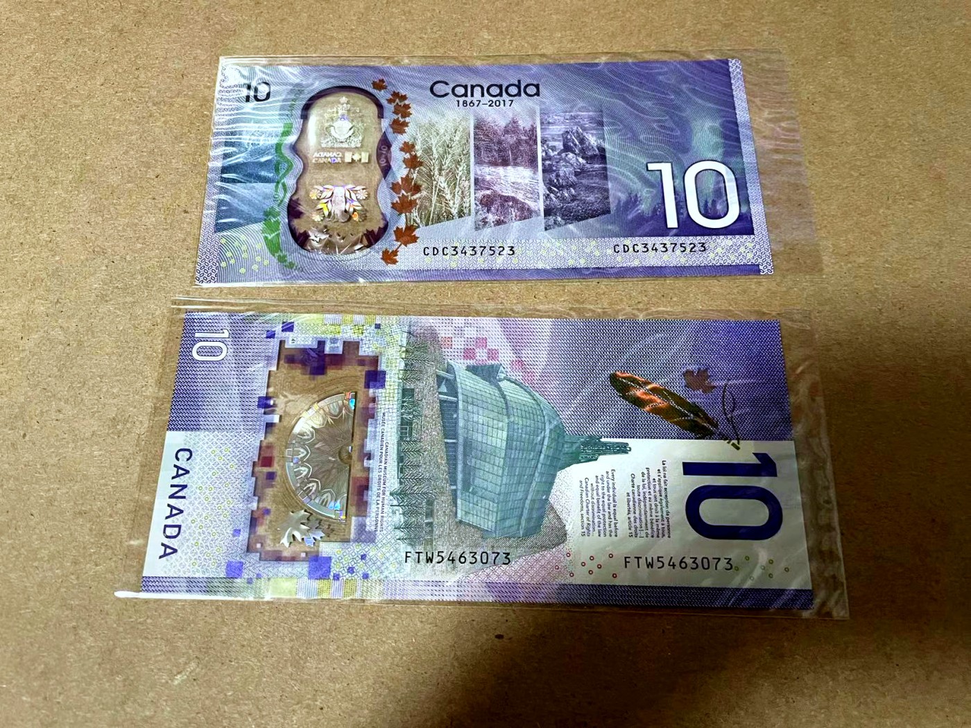 【Blue Auction】✨世界纸币精拍第438期【精】 【一组2张 含FTW首发冠】加拿大 2017-2018年10元 全新UNC