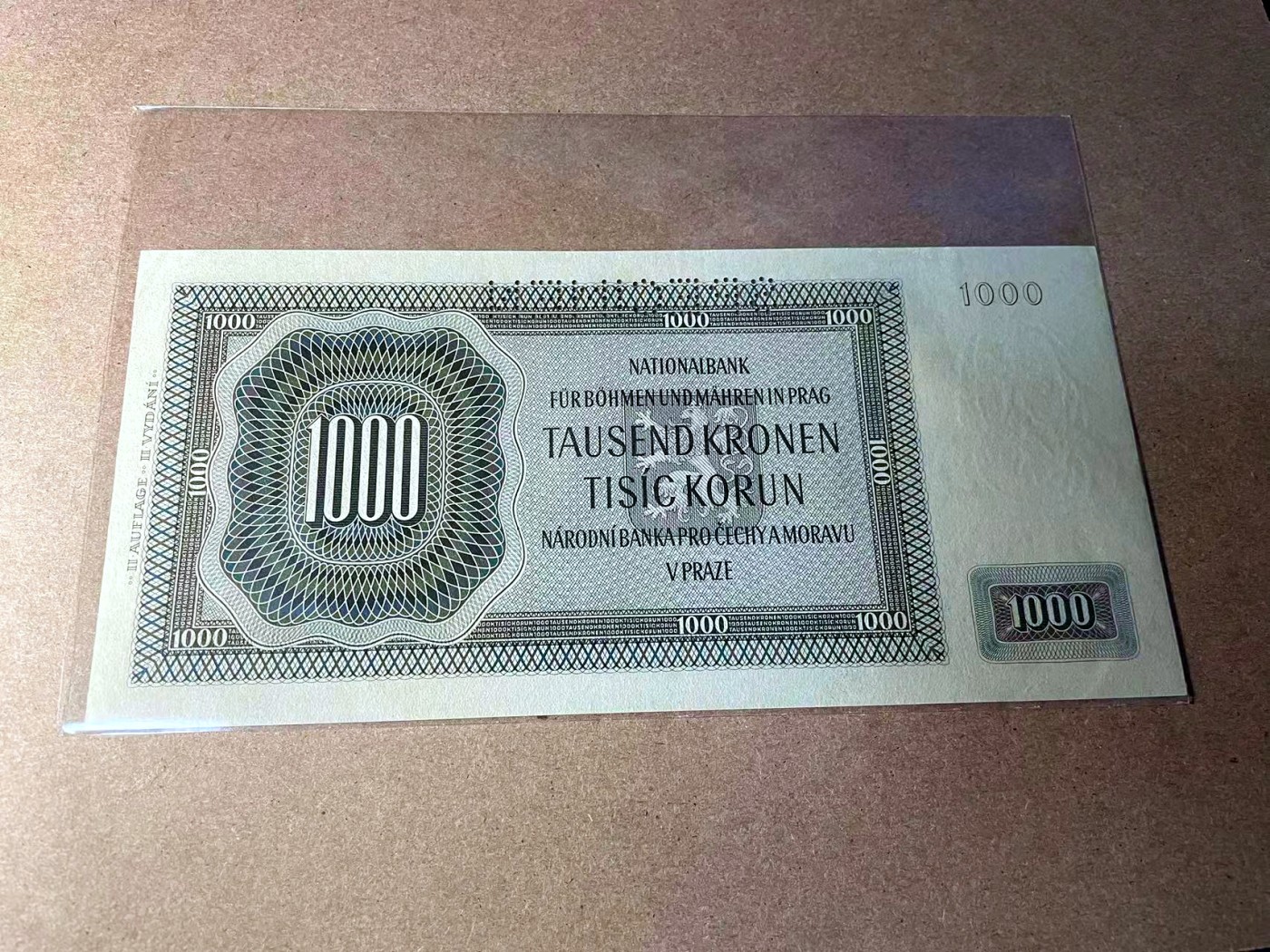 【Blue Auction】✨世界纸币精拍第438期【精】 【样钞】波西米亚 1942年1000克朗 UNC- 超大票幅 