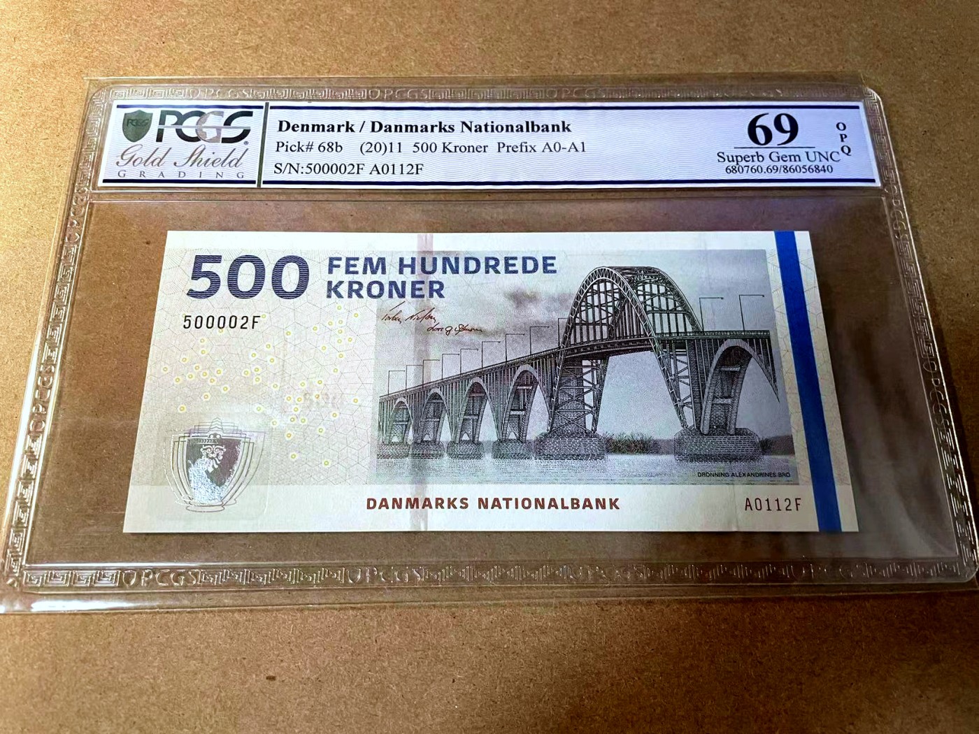 【Blue Auction】✨世界纸币精拍第438期【精】 【无47】丹麦 2011年500克朗 PCGS69EPQ 近满分 