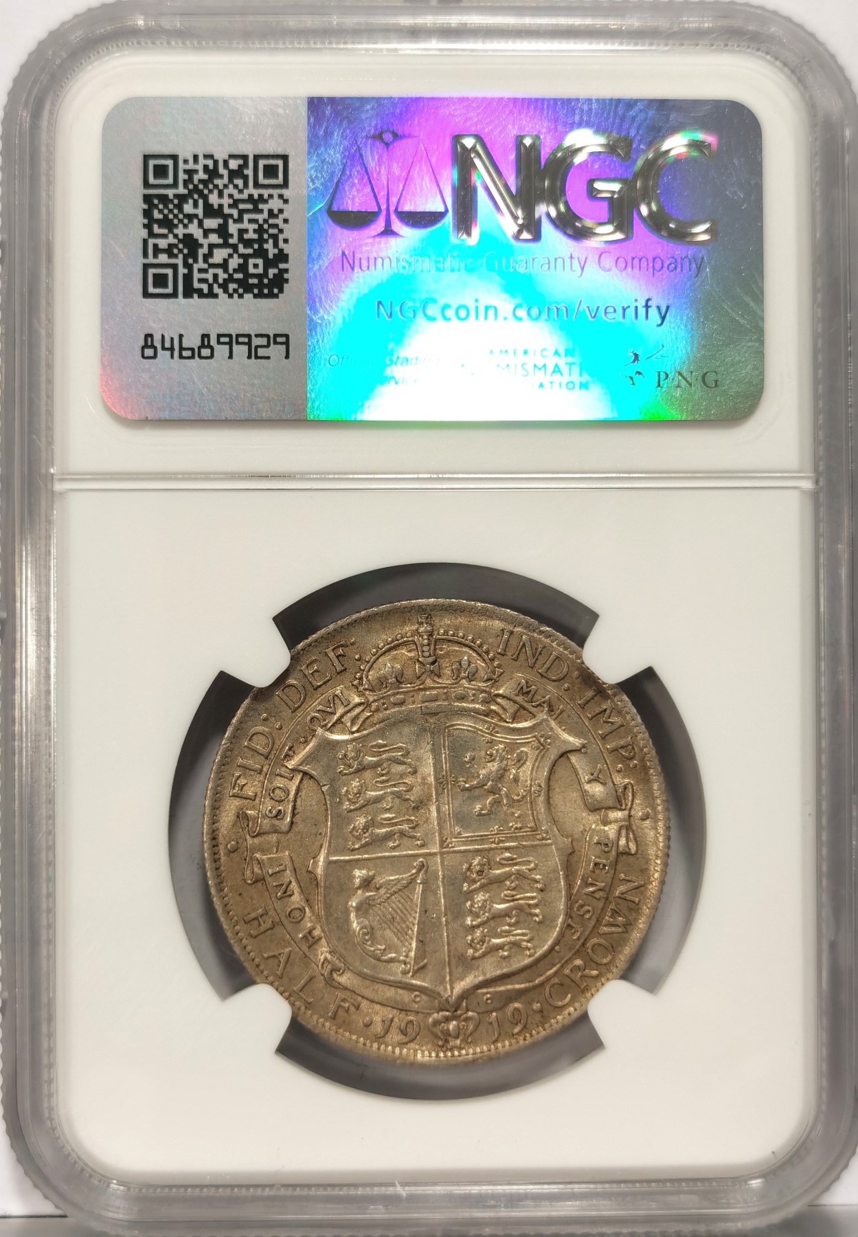 博洋堂世界钱币拍卖第066期（全场包邮） NGC MS62 英国1919年乔治五世1/2克朗银币