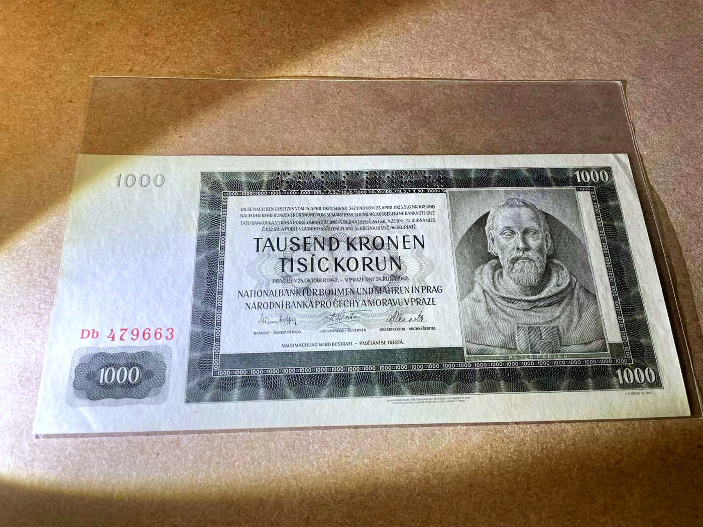 【Blue Auction】✨世界纸币精拍第438期【精】 【样钞】波西米亚 1942年1000克朗 UNC- 超大票幅 